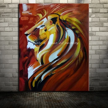 

Arthyx Hand Painted Lion Animal Oil Painting On Canvas Modern Abstract Wall Art Picture For Living Room Home Decoration No Frame