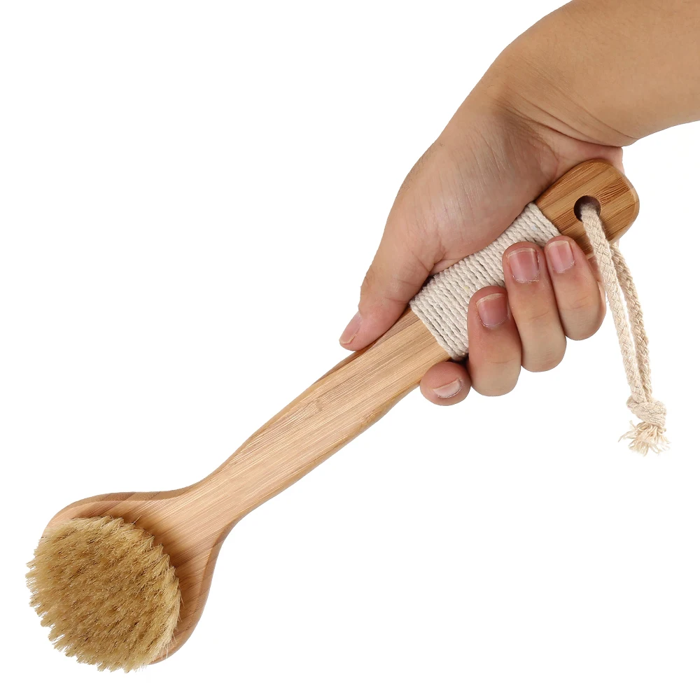 Natural Bristle Brush Wooden Bath Shower Body BackBrush Spa Scrubber