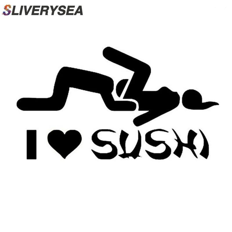 

SLIVERYSEA 12*6cm Car-styling I Love Sushi Car Stickers Window Motorcycle Vinyl Decal Car Body Funny Sticker Black/Sliver #B1278