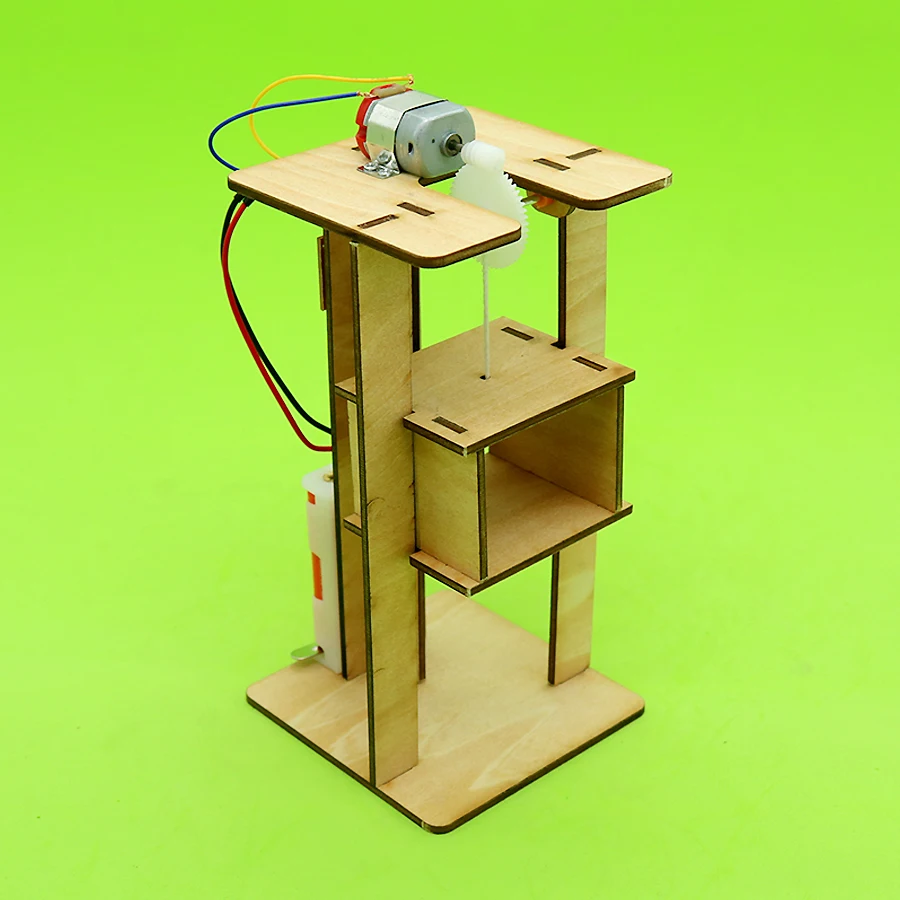 buy  DIY Wooden Electric Lift Model Science Kits toysCreative Handmade Elevator assembly Experiment STEM