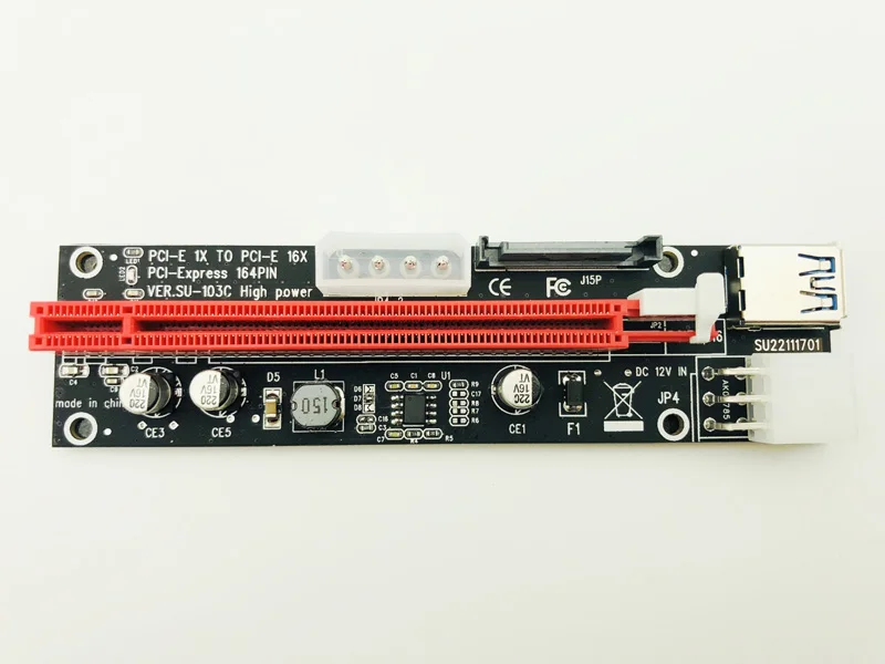 Riser Card PCI E 1x к 16x USB 3 0 кабель в 1 SATA 4Pin 6Pin блок питания для Antminer Биткоин Майнер машина