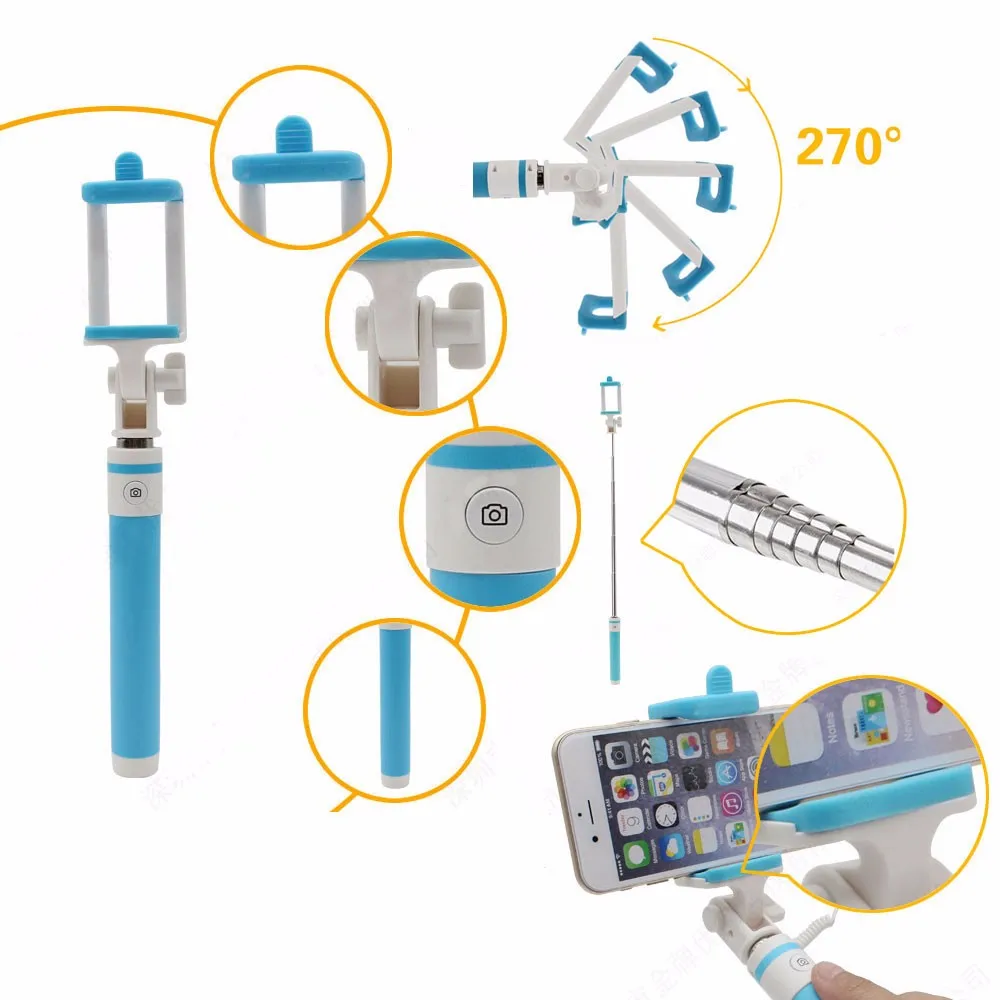 Новая портативная мини палка для селфи 185 мм-820 мм проводной складной монопод для iphone samsung huawei xiaomi meizu смартфон селфи палка