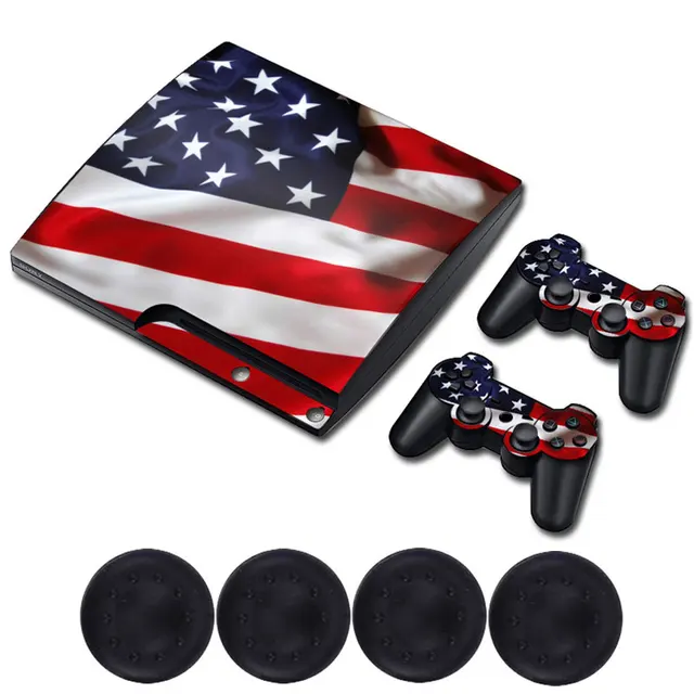 Cheap The United States flag Vinyl Anti-slip Portective Sticker Skin Decal For Playstation 3 PS3 slim Console For Dualshock 3 Skins