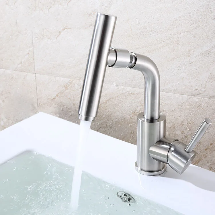 

Bathroom Faucets 304 Stainless Steel basin faucet Taps Hot cold single hole universal Rotate microphone Mixer washbasin faucet