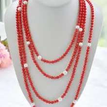 Песня voge Gem Круглый пресноводный белый жемчуг красный коралловое ожерелье из бисера ювелирные изделия кристалл женщин
