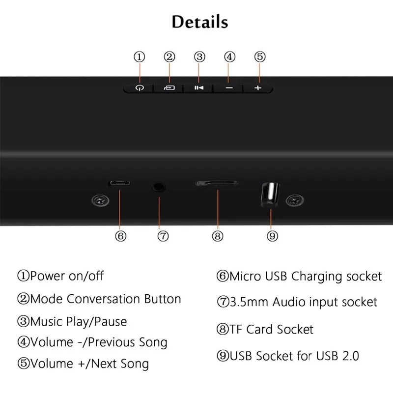 XGODY BS-28A Home Theater Bluetooth Soundbar TV Super Bass Stereo Loudspeaker Speakers Soundbar with Subwoofer Speaker for TV