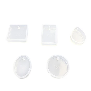 

5 Shapes Silicone Resin Casting Moulds with Hanging Hole for Epoxy Resin, Jewelry Making Earring Pendant DIY Crafts