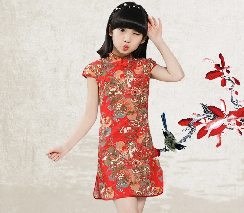 Girls Children's Cheongsam Chinese Qipao Ball Gown Dress Clothing Summer Multi-Colors Baby Kids Party Performance Dresses clothes (7)