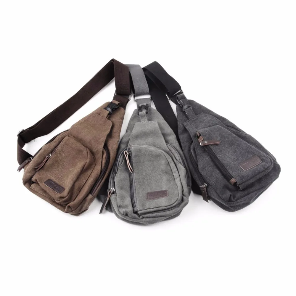 Men Messenger Chest Bag Pack Crossbody Bags Canvas Sling Single Shoulder Strap Back Backpack ...