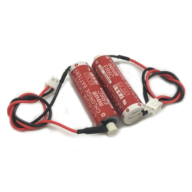 

2pcs/lot Original New Version Maxell AA 14500 ER6C 3.6V 1800mah Lithium Battery PLC Batteries With Two - Hole White Plug