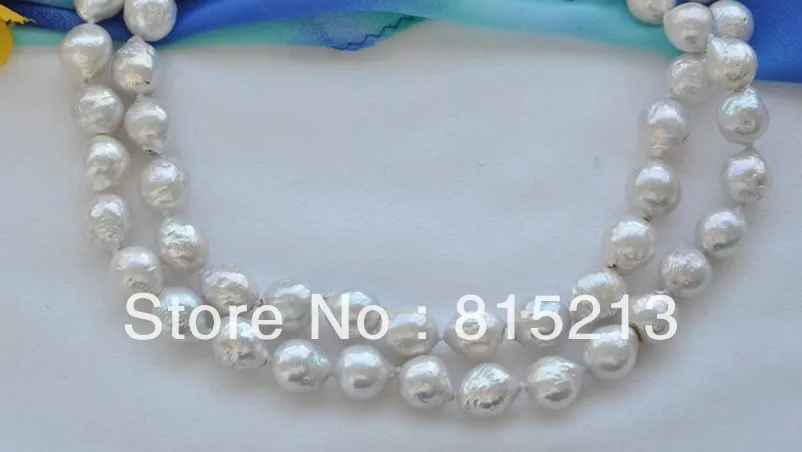 

ddh00795 White 11-13mm round keshi reborn freshater pearl necklace 33inch