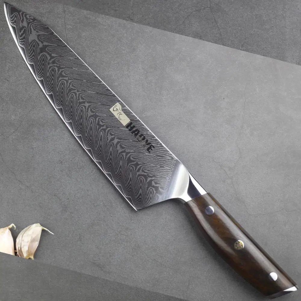 

2019 NEW 8.5 inch Damascus chef knife Japanese vg10 steel kitchen knives very sharp Cutlery with ebony wood handle luxury gift