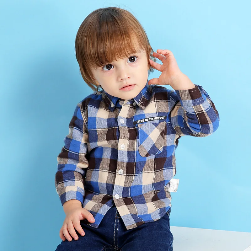 

Plaid shirts pure cotton boy's checked children's shirt thickening baby blouse boy shirts for children soft comfortable 2018