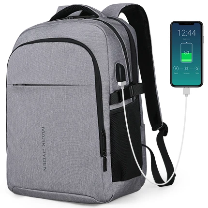 Mark Ryden, новинка, мужской рюкзак, многофункциональный, с usb зарядкой, 15 дюймов, для ноутбука, мужские сумки, модный, мужской, Mochila, рюкзак для путешествий - Цвет: 3.0 gray