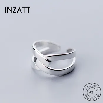 

INZATT Real 925 Sterling Silver Hollow Cross Opening Ring For Fashion Women Wedding Classic Fine Jewelry Accessories 2019 Gift