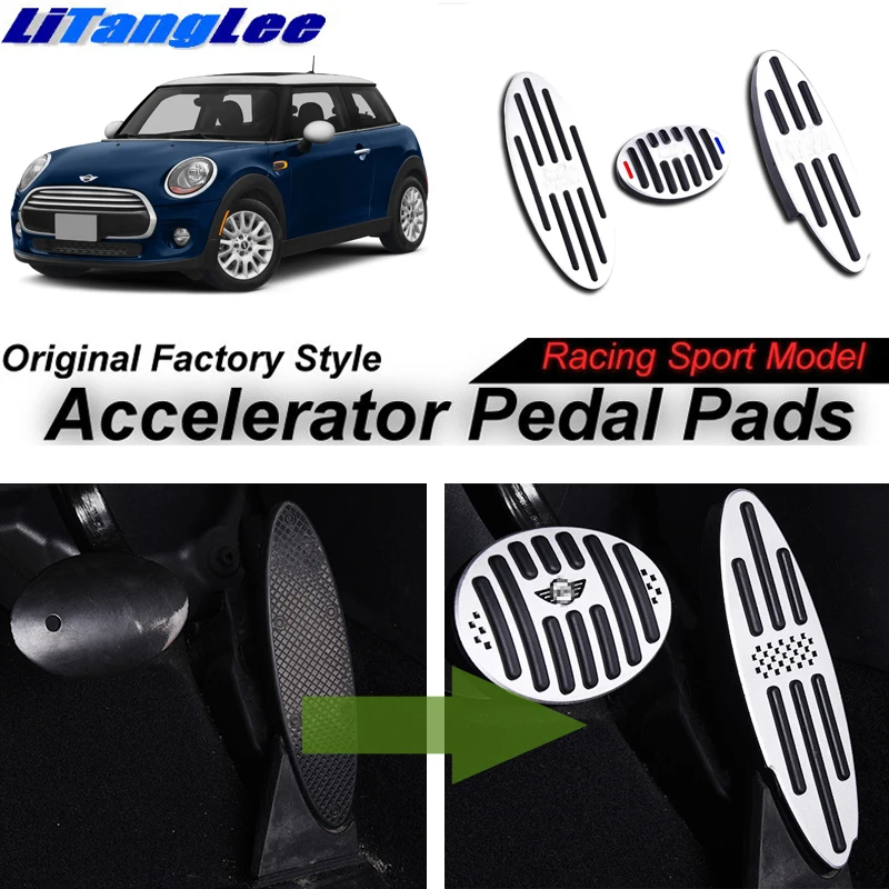 

LitangLee Car Accelerator Pedal Pad Cover Racing Sport Design For Mini Cooper Hatch hardtop F55 F56 2014~Onwork AT Foot Throttle