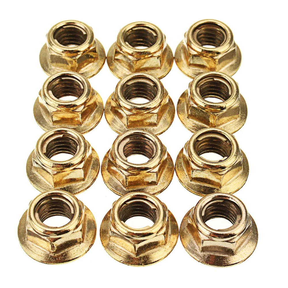 12 PCs M8 Hex Copper Exhaust Manifold Pipe Nuts Self Locking For BMW 3