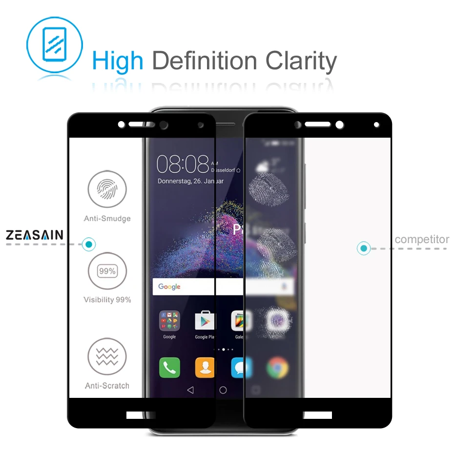 2 Pack Original ZEASAIN 9H 2.5D Full Cover Tempered Glass Screen Protector For Huawei P8 Lite P8Lite 2017 Safety Glass Film (3)
