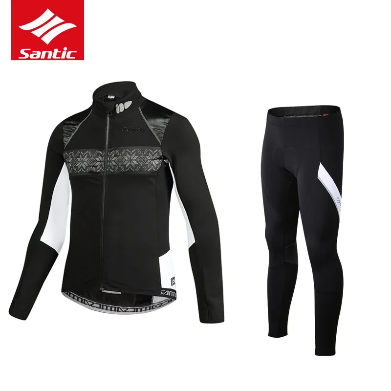 

Santic New Men Winter Fleece Cycling Sets Suits Bicycle Thermal Jacket Bike Trousers ciclismo Winter Cycling Clothing Sportswear