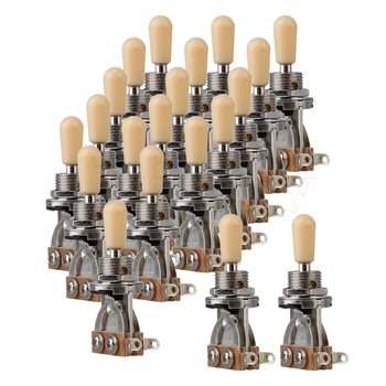 

Yibuy 20 pcs Chrome 3-Way Yellow Tip Toggle Switch for Electric Guitar