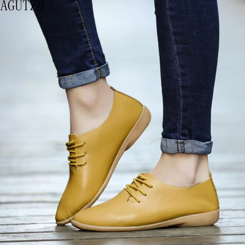 real leather flats