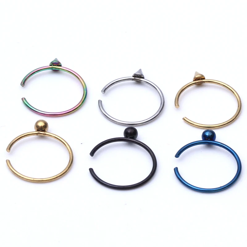 Кольцо-шпилька для пирсинга носа из нержавеющей стали 8 мм 2 шт. | Украшения и
