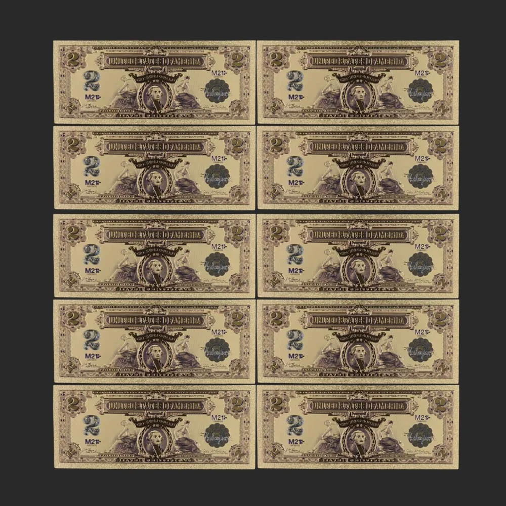 24k золото фольга банкноты Позолоченные 1899 США купюры 2 доллар коллекция деньги