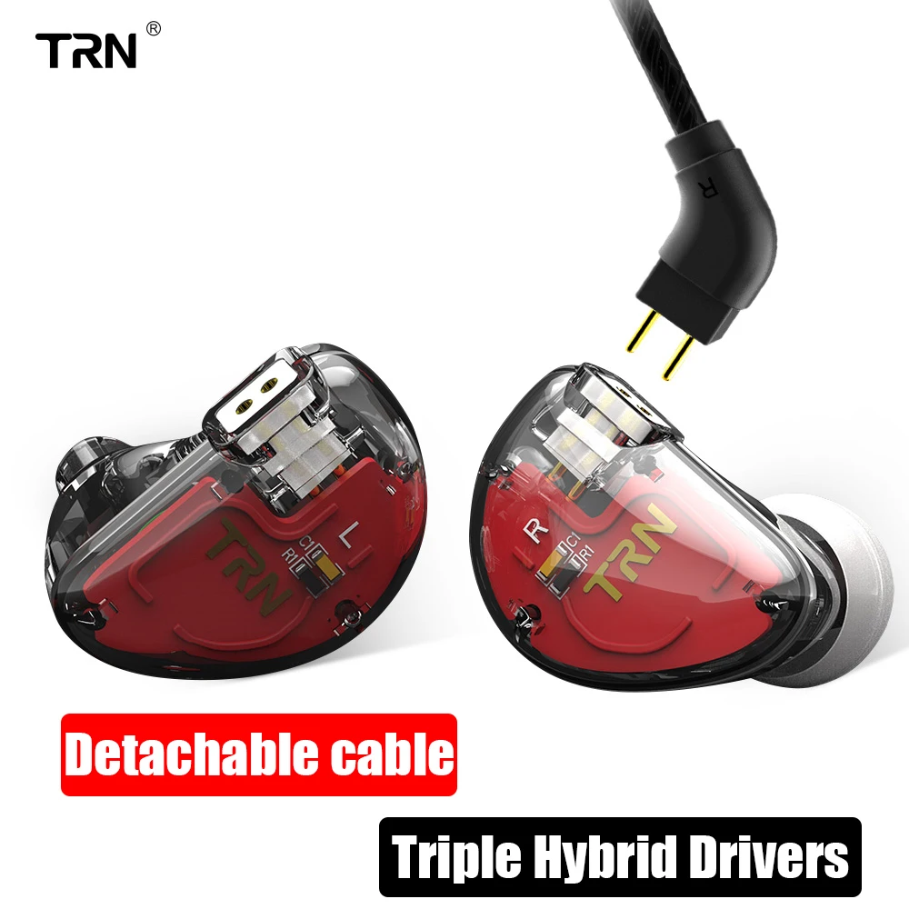 

TRN New ln-Ear Earphone V30 2BA and 1DD HIFI Monito Triple Hybrid Drivers Bass dj Headset Sport Earphone Detachable Detach Cable