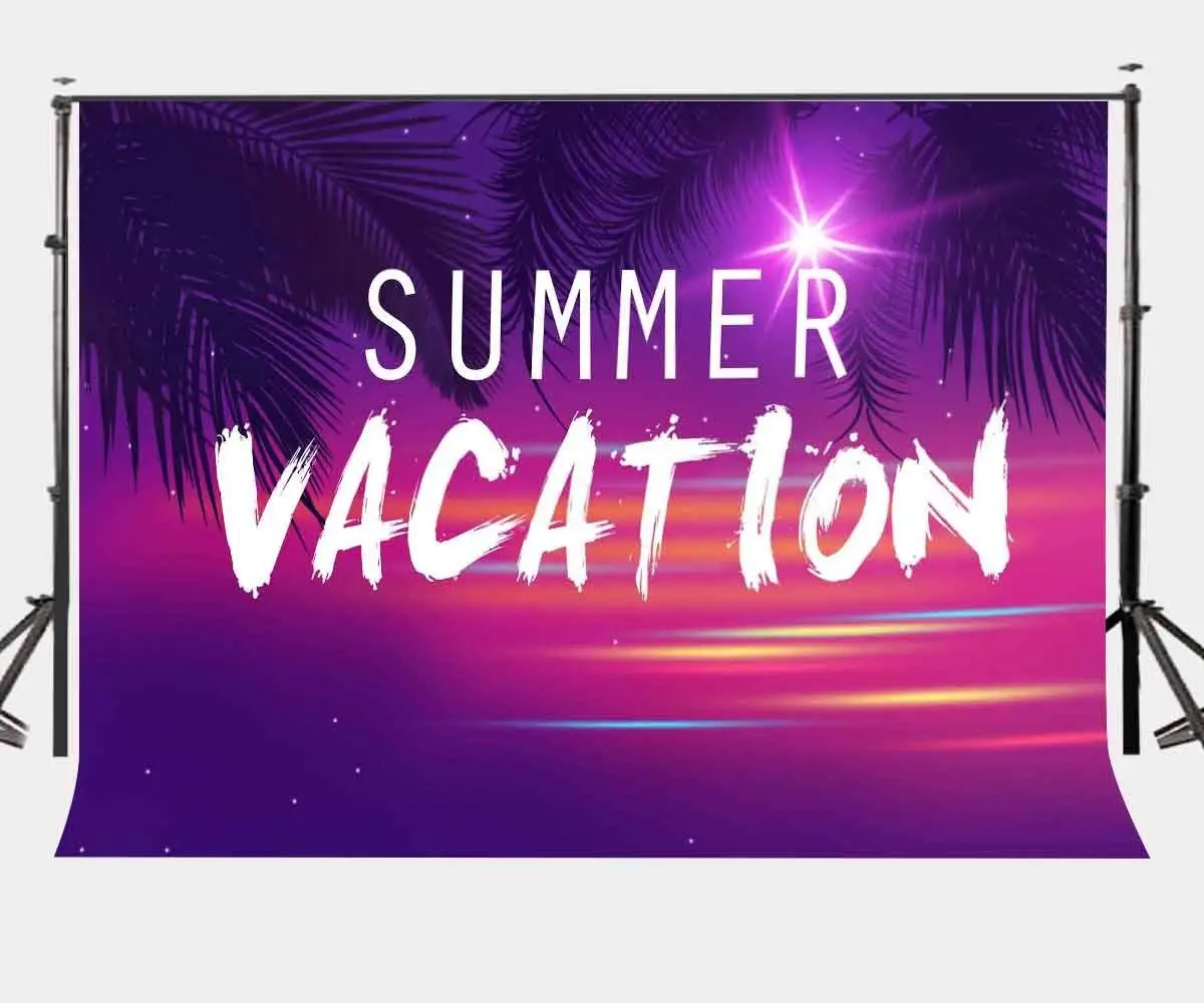 

7x5ft Summer Vacation Backdrop Ultra Violet Color Photo Backdrops Coconut Tree Branch Photography Background Studio Props