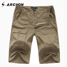 S. ARCHON Летние повседневные хлопковые эластичные водонепроницаемые военные карго шорты мужские Рип стоп дышащие Мульти Карманы армейские тактические шорты