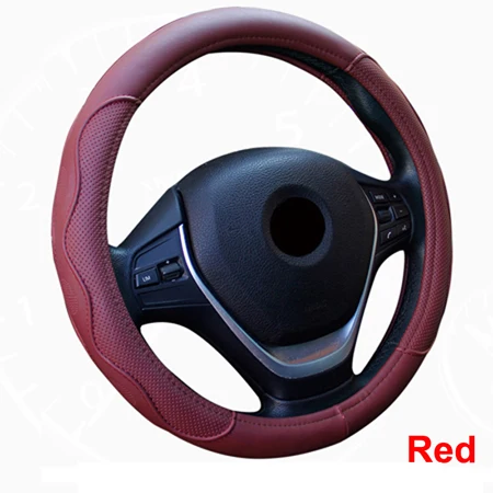 Оплётка на Руль автомобиля Руль Обложка искусственная кожа для Kia K2 Kia Rio 2011 2012 2013 hyundai Toyota Honda Lada автомобильные аксессуары чехол на руль - Название цвета: Red