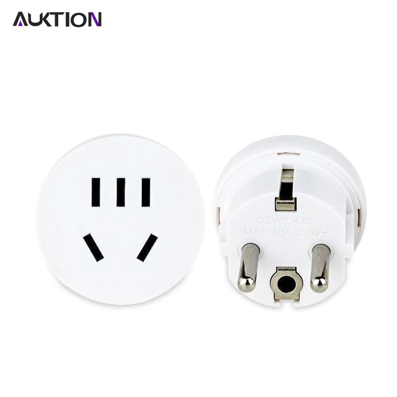 AUKTION Universal EU Plug Adapter Euro Converter US AU CN To EU Plug Wall Charger Travel Adapter 2 Round Pin AC 10A 100V-250V