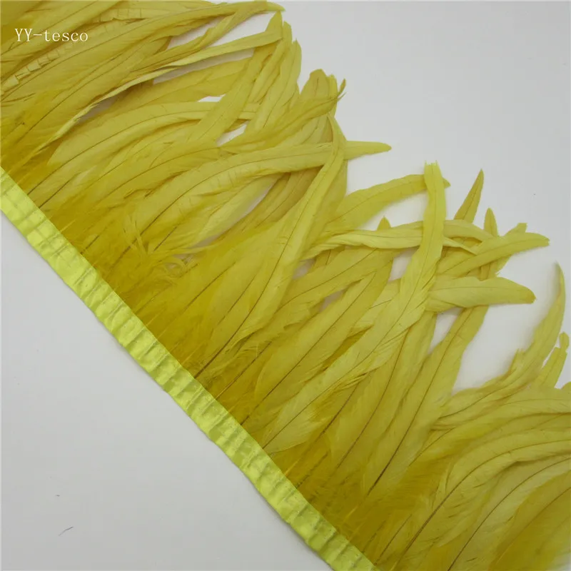 10 yards yellow Rooster Feathers Trim 35-40cm Chicken Feather Ribbon For Wedding Party Decoration DIY Clothes Accessories | Дом и сад