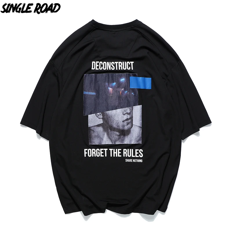 

SingleRoad Printed T Shirt Men 2019 Cool Feeling Streetwear Harajuku Tshirt Male Oversized Hip Hop Short Half Sleeve T-Shirt Men
