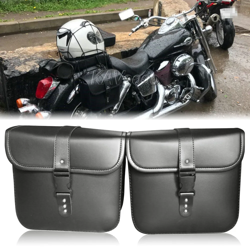

Motorcycle Black Saddlebags Tool Bag For Yamaha V-Star XVS 650 1100 Custom Silverado/Kawasaki Vulcan VN 800 900 1500 1600 1700