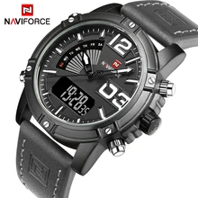 NAVIFORCE Marque Hommes Montres De Luxe Sport Quartz Numérique Montre Hommes de Montres Étanches Homme En Cuir Horloge Relogio Masculino