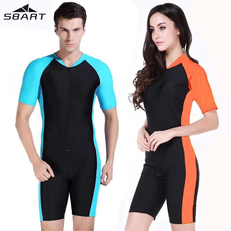 

SBART Wetsuit Couple Swimwear Women Men Lycra Short Sleeve UV-proof Surf Surfing Swimming Swimwear Swimsuit Scuba Diving Suit