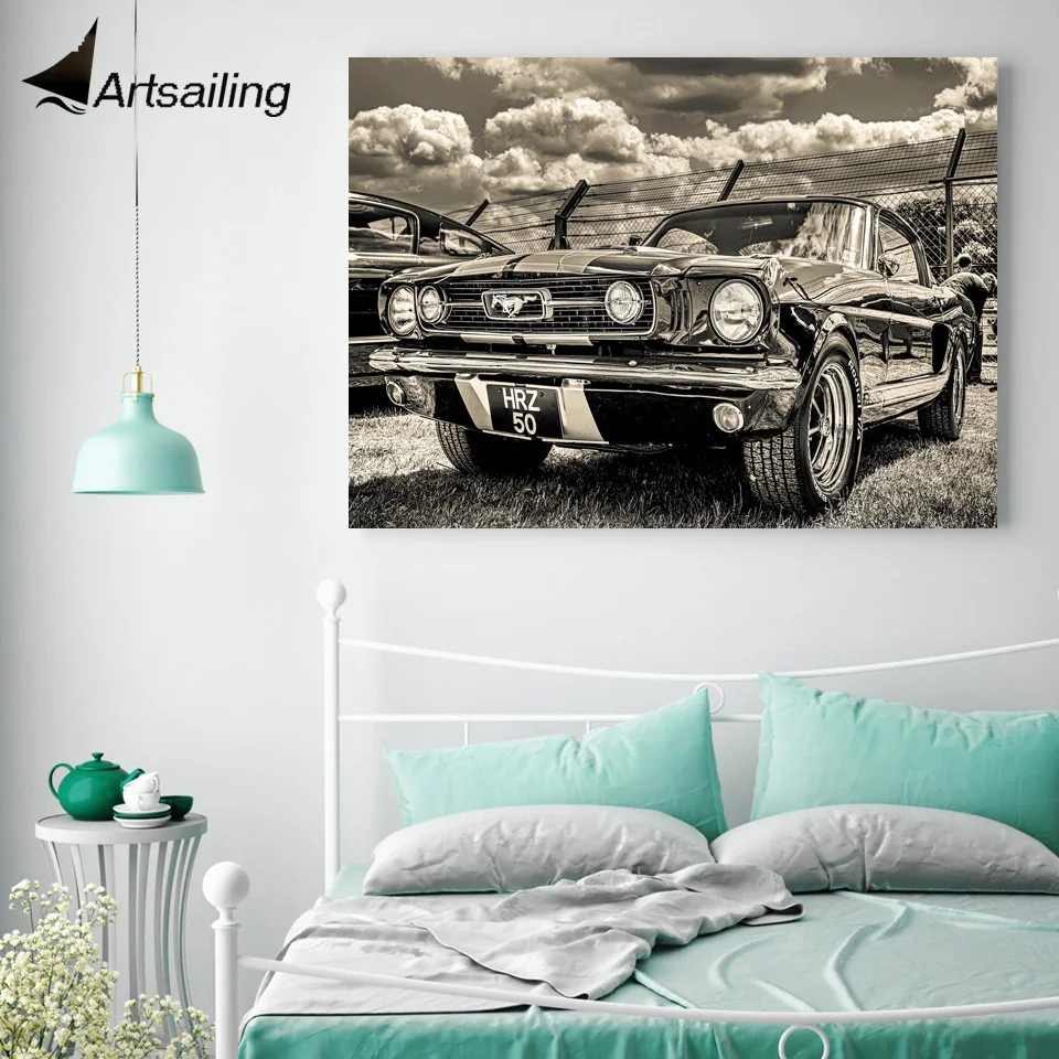 1 панель Бесплатная доставка 1965 ford mustang печать Картина на холсте Настенная