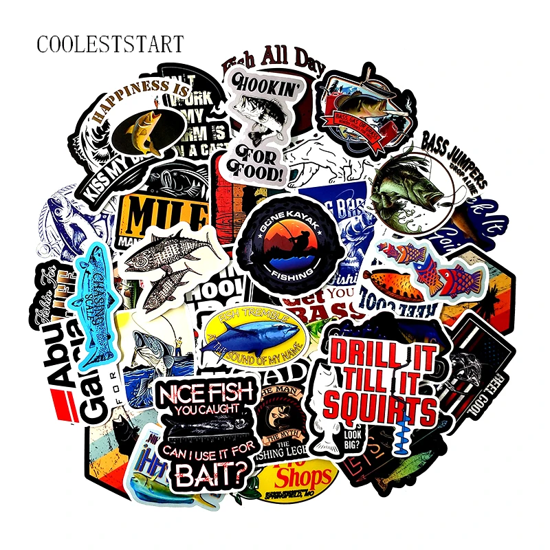 50Pcs/pack Fishing Fashion Graffiti Stickers for Scrapbook Motorcycle Luggage Laptop Computer Refrigerator Laptop Sticker Book 50Pcs/pack Fishing Fashion Graffiti Stickers for Scrapbook Motorcycle Luggage Laptop Computer Refrigerator Laptop Sticker Book