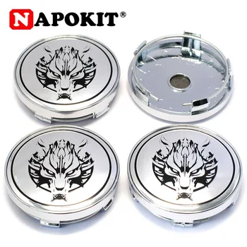

4pcs 60MM Aluminum Wolf Head Logo Plastic Car Emblem Wheel Center Hub Caps Wheel Decal Silver Wolverine Hubcap Car Accessories