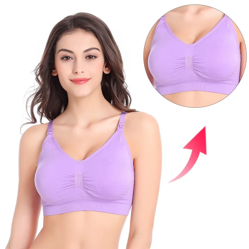 New Women Casual Maternity Bra Solid Soft Cotton Cozy Brassieres
