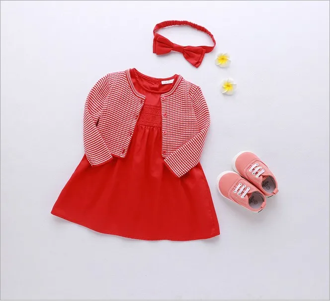2017 Brand Baby Girl Dress Cotton Red New Year Dresses For 6Month To 4