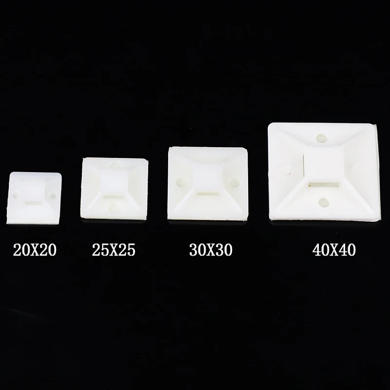 Plastic Self Adhesive Cable Tie Mount Base Holder 100Pcs cable tie mount