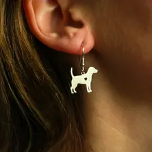 Мин 1 пара ювелирные изделия ручной работы серьги Бигль собака шпильки серебро собака талисманы болтаются Шарм памятный день матери подарок для женщин влюбленных