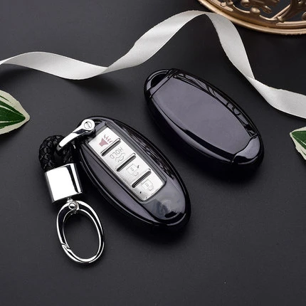 ТПУ+ ПК чехол ключа дистанционного управления автомобилем чехол Брелок для Nissan для Infiniti Q50 FX35 FX FX37 G37 G35 автомобильный брелок - Название цвета: black with keychain