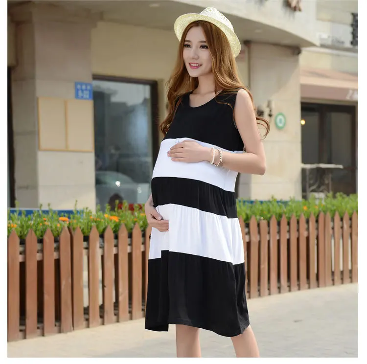 summer stripe maternity clothes maternity dresses pregnancy clothes for Pregnant Women nursing dress Breastfeeding Dresses (16)
