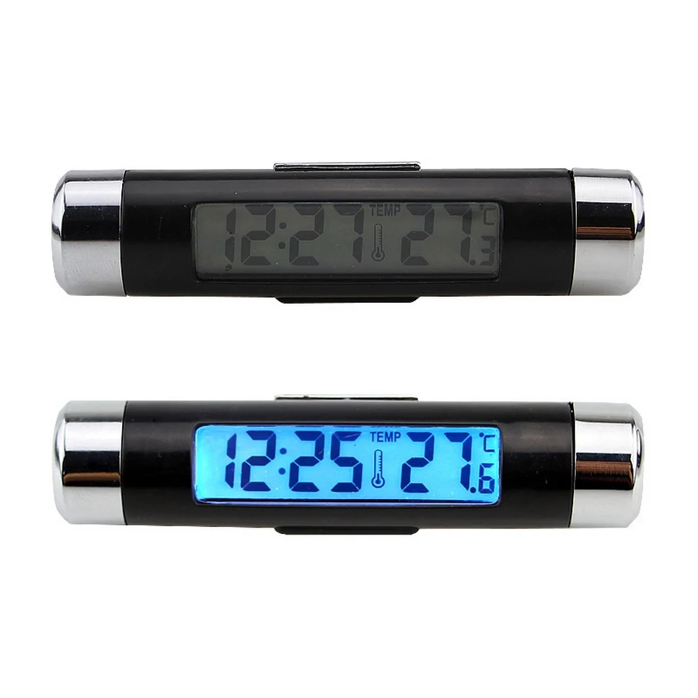 

Digital LCD Clock Temperature Display Blue Light Night Vision Air Vent Outlet Clip On With Clip Auto Accessories Car Interiors