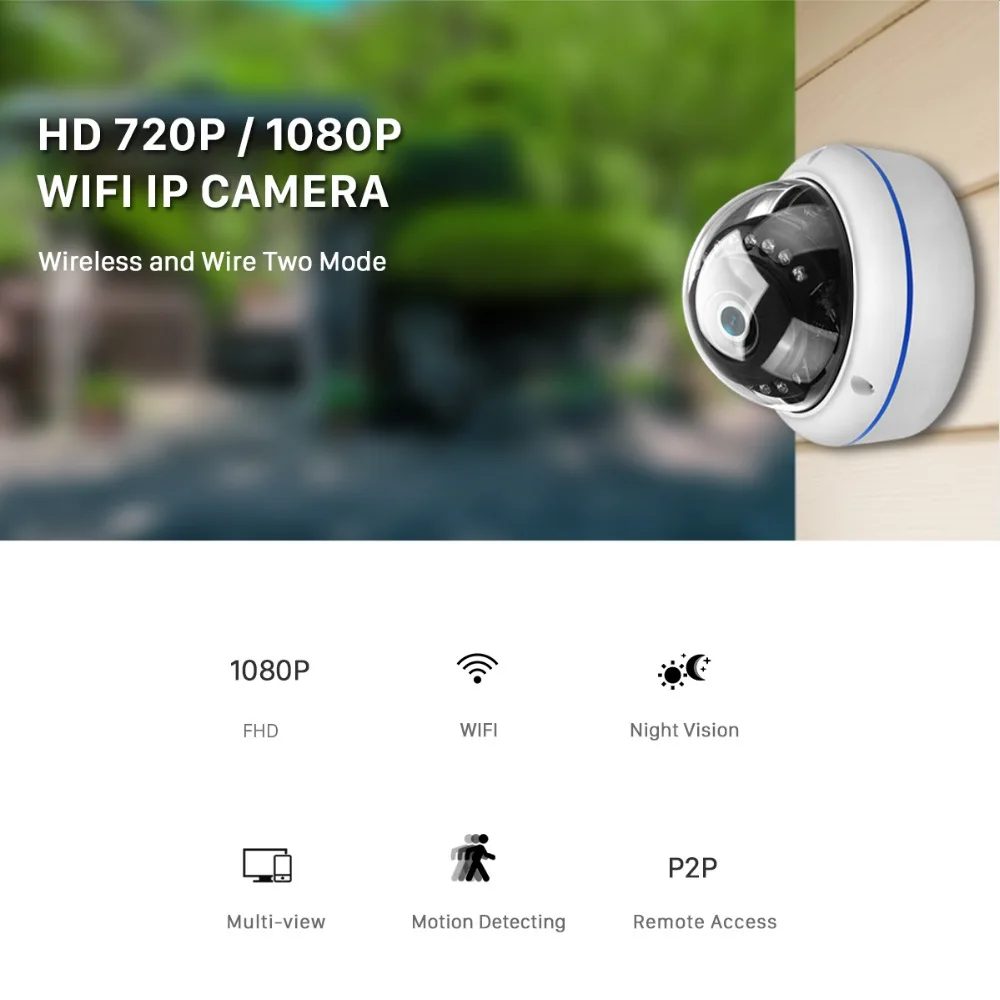 ANBIUX 1080P Wi Fi камера 32G SD карта ONVIF IP 2 Мп 1 ИК 20 м ночное видение металлическая