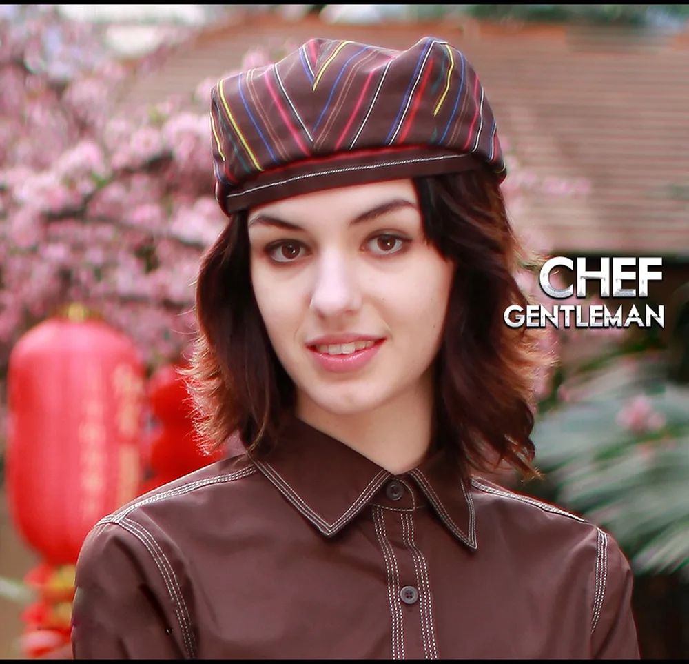 Ресторан работа официанта Шляпа новая полоса шеф повара кепки Кухня Еда услуги полосы печатных для мужчин женская униформа для шеф-повара шляпа зебра