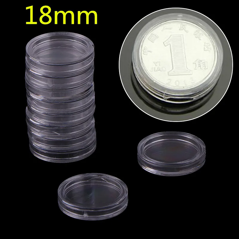 PlumHOME 10 шт коллекция витрины 30 ммclear круглые Коробочные монетницы пластиковые капсулы коробка для монет - Цвет: 18mm 10pcs